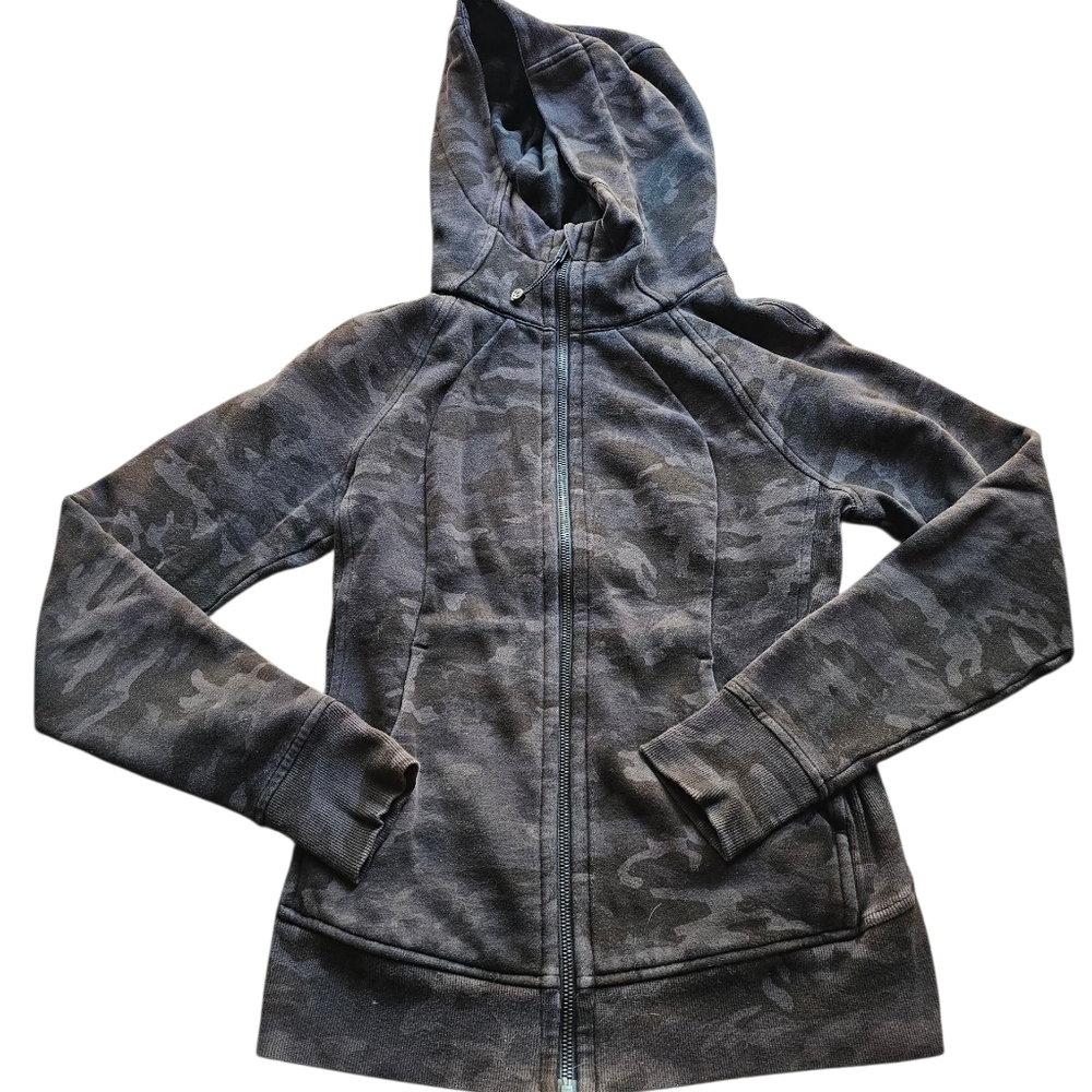 Lululemon Army Print Gray Camouflage Scuba Hoodie Jacket Size‎ S